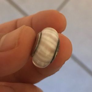 Authentic Pandora Pink Stripe Murano Glass Charm